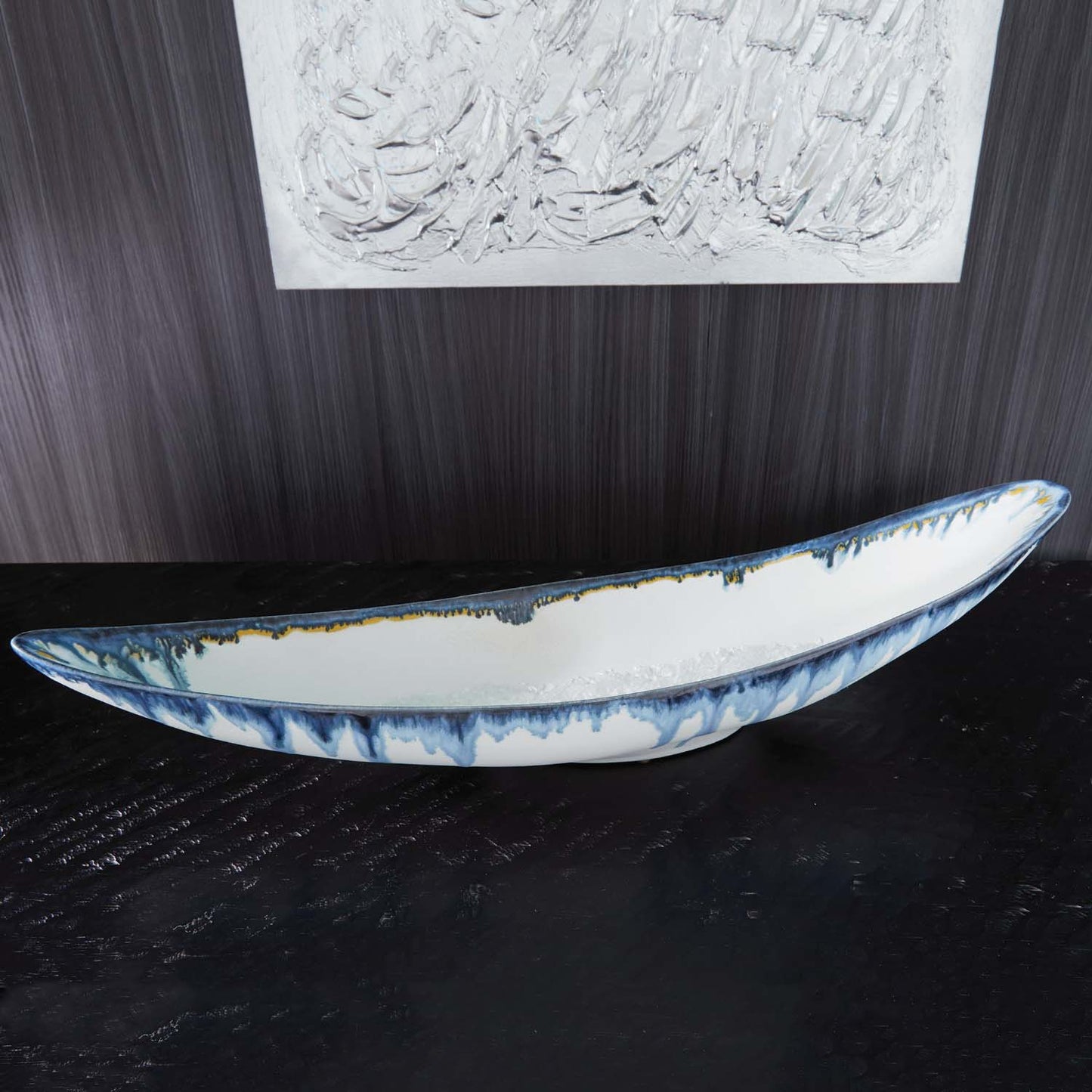 Global Views Glass Drip Canoe Bowl