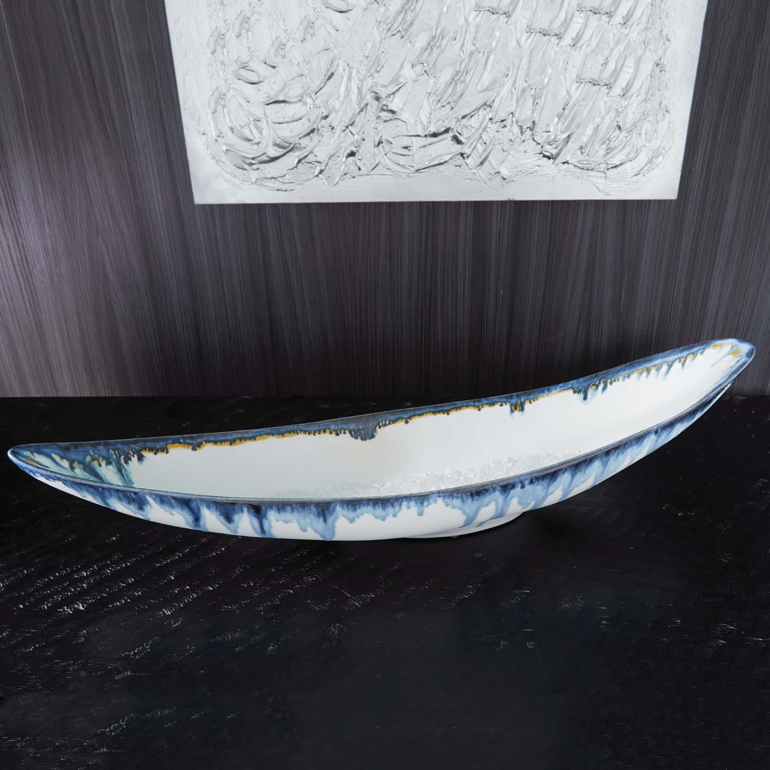 Global Views Glass Drip Canoe Bowl