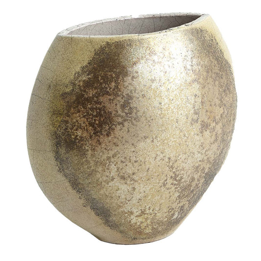 Global Views Golden Raku Flat Round Vase