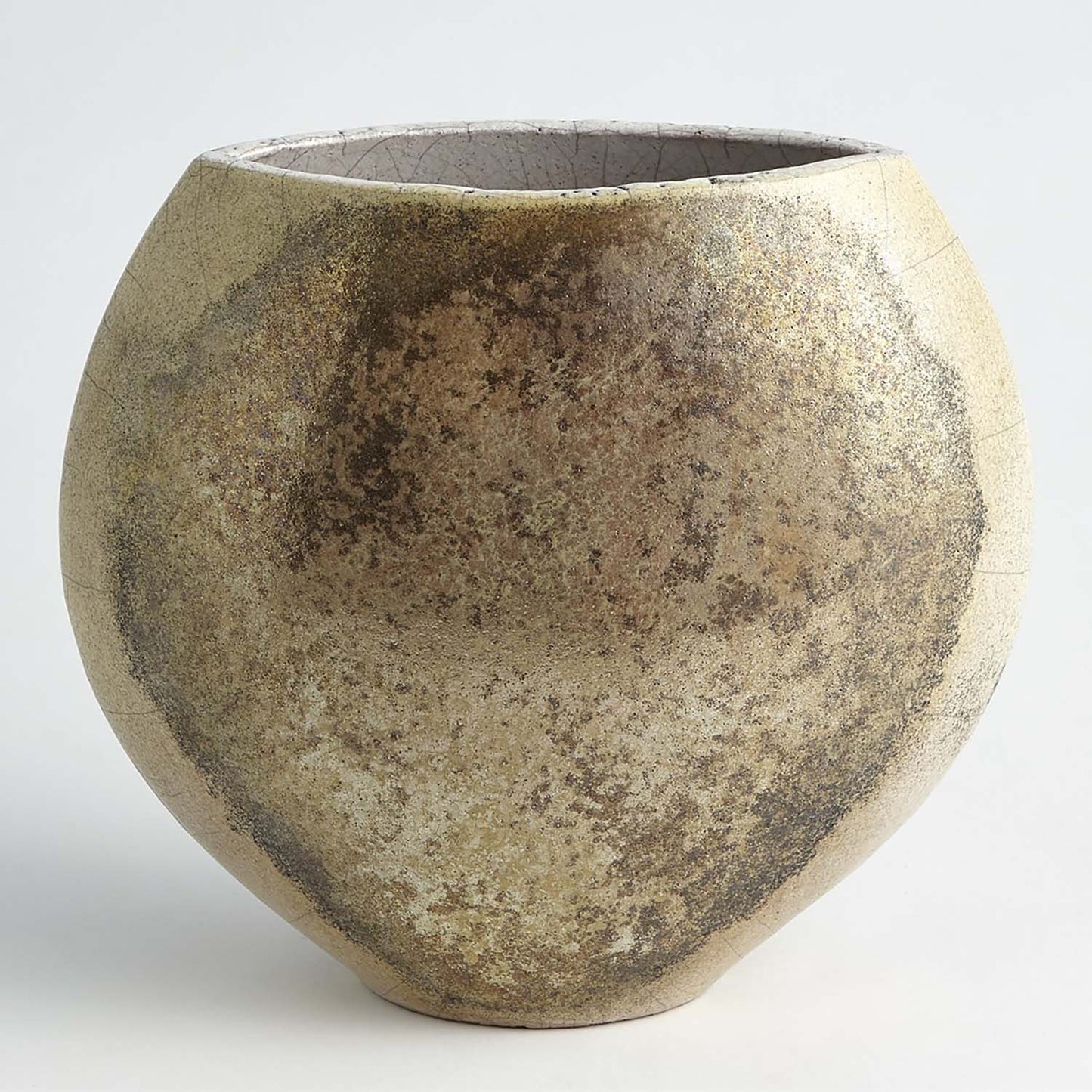 Global Views Golden Raku Flat Round Vase