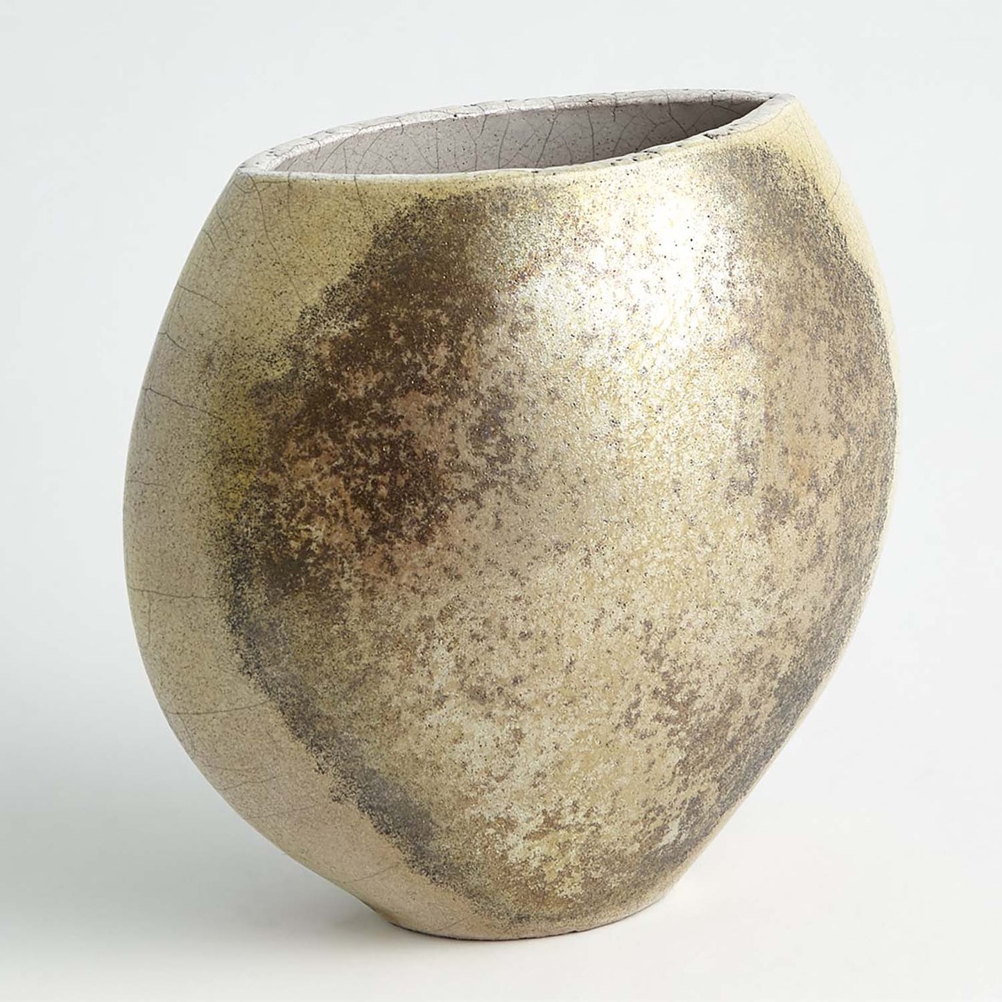 Global Views Golden Raku Flat Round Vase