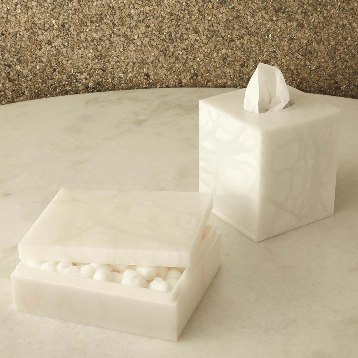 Global Views Alabaster Tissue Box