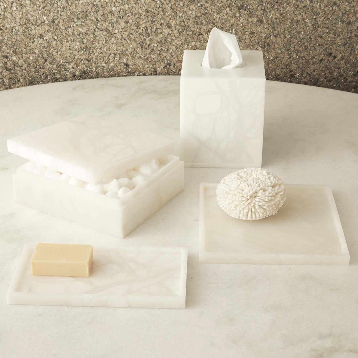 Global Views Alabaster Tissue Box