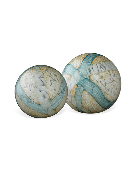 Pale Blue Cosmos Glass Spheres (Set Of 2)