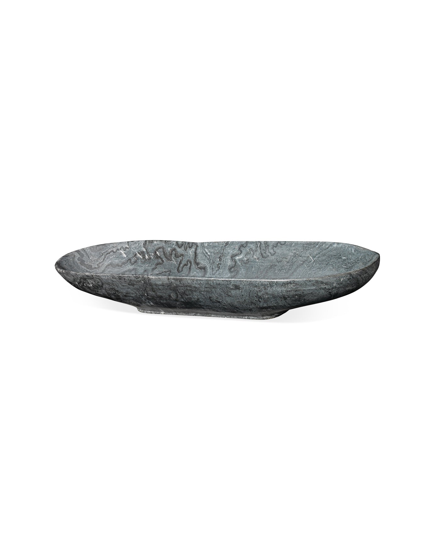 Long Oval Bowl Grey Marble