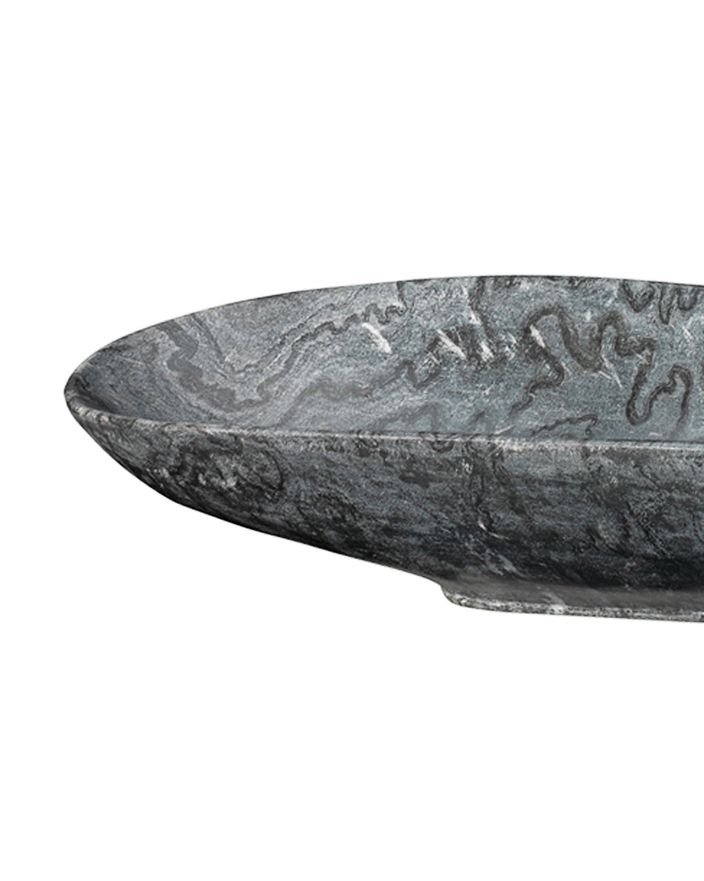 Long Oval Bowl Grey Marble