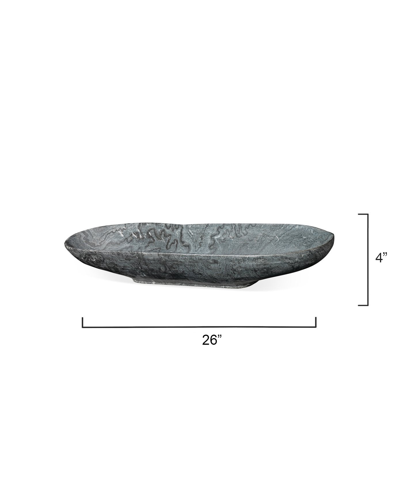 Long Oval Bowl Grey Marble