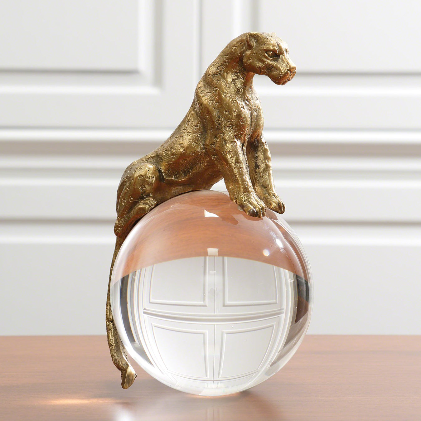 Global Views Jaguar on Crystal Sphere Decorative Object