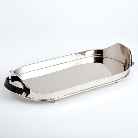 Global Views Leather Handle Drink Tray