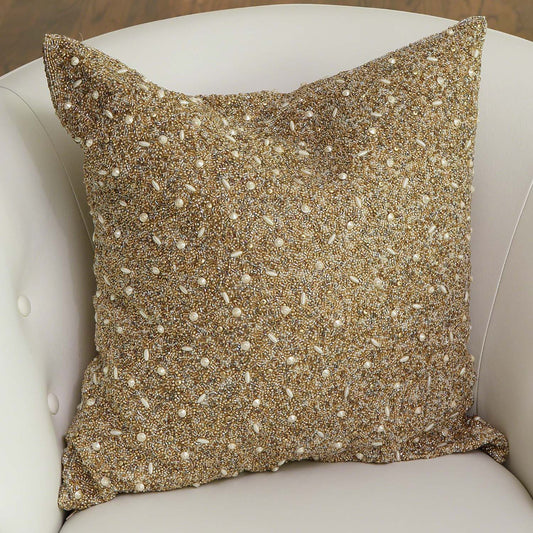 Global Views Golden Beaded Throw Pillow