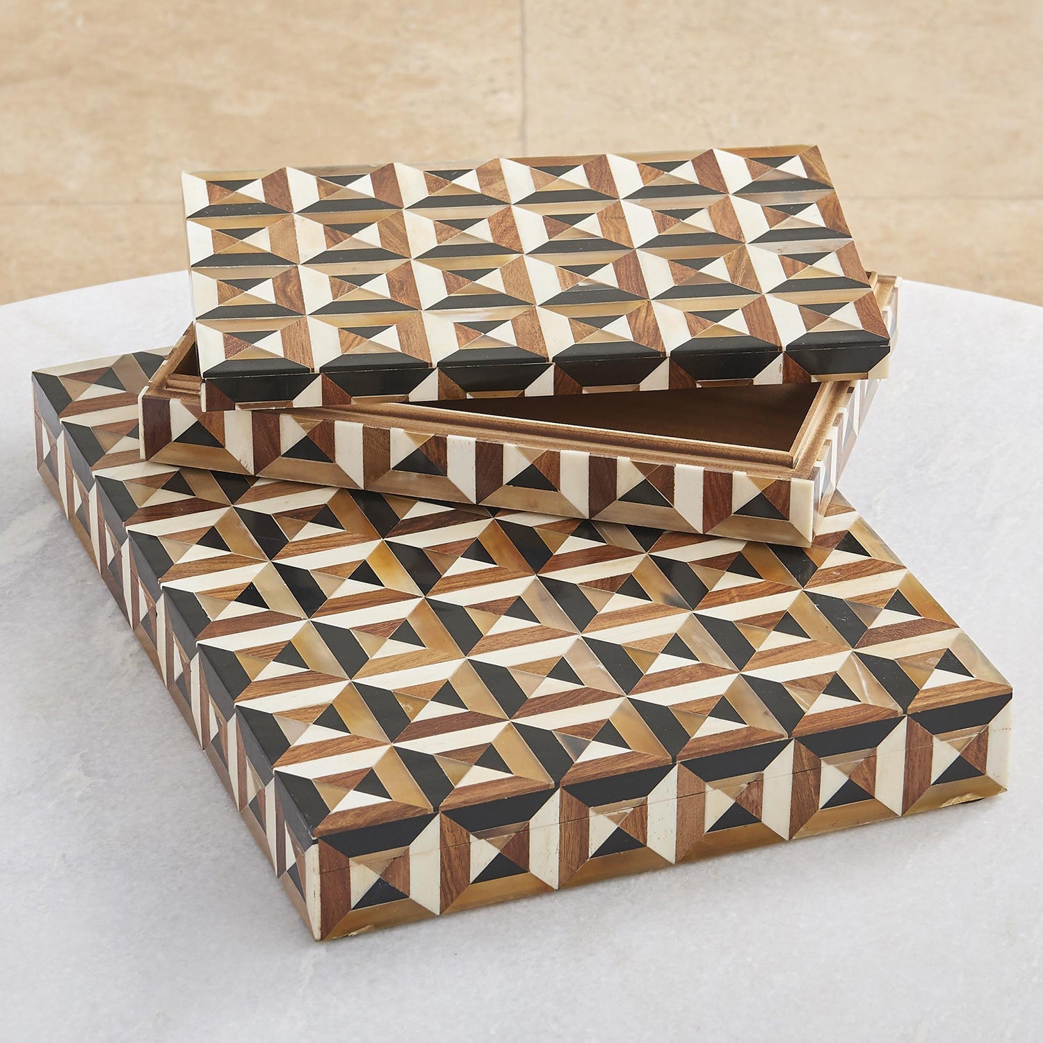 Global Views Triangle Marquetry Box