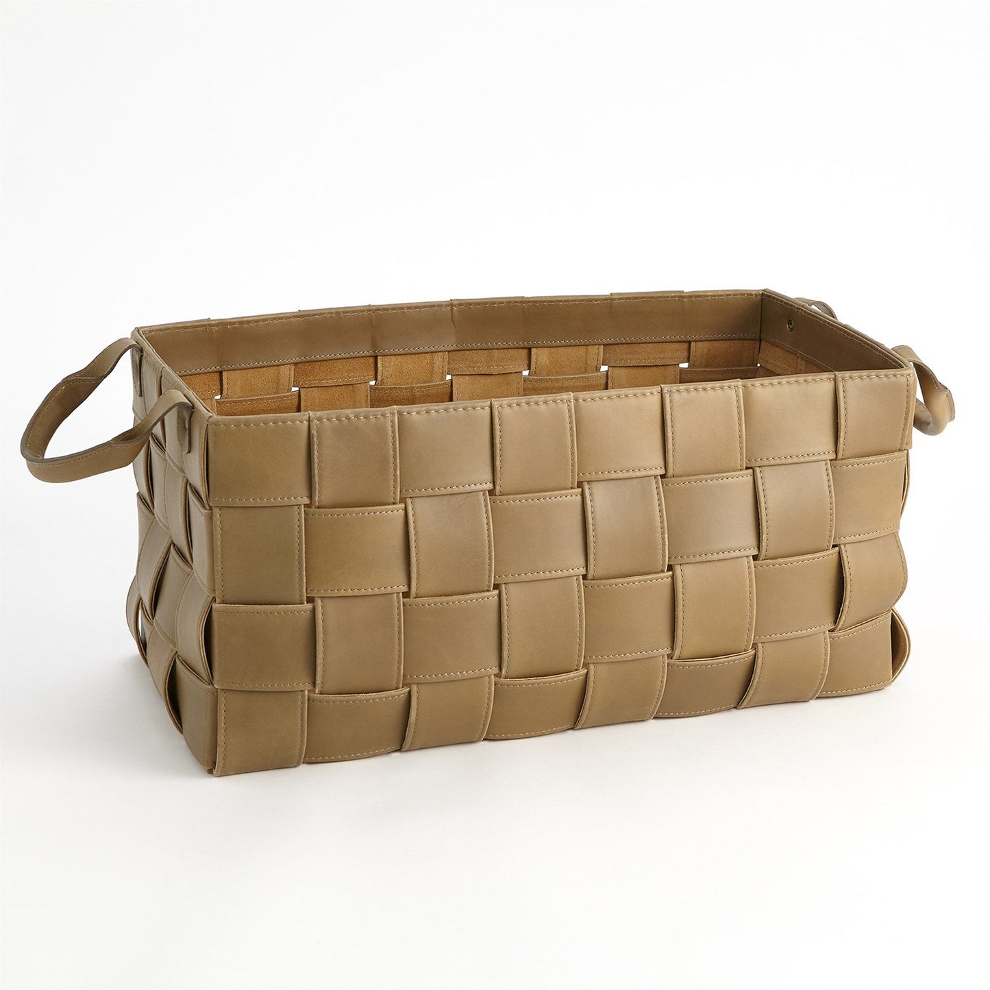 Global Views Soft Woven Leather Basket