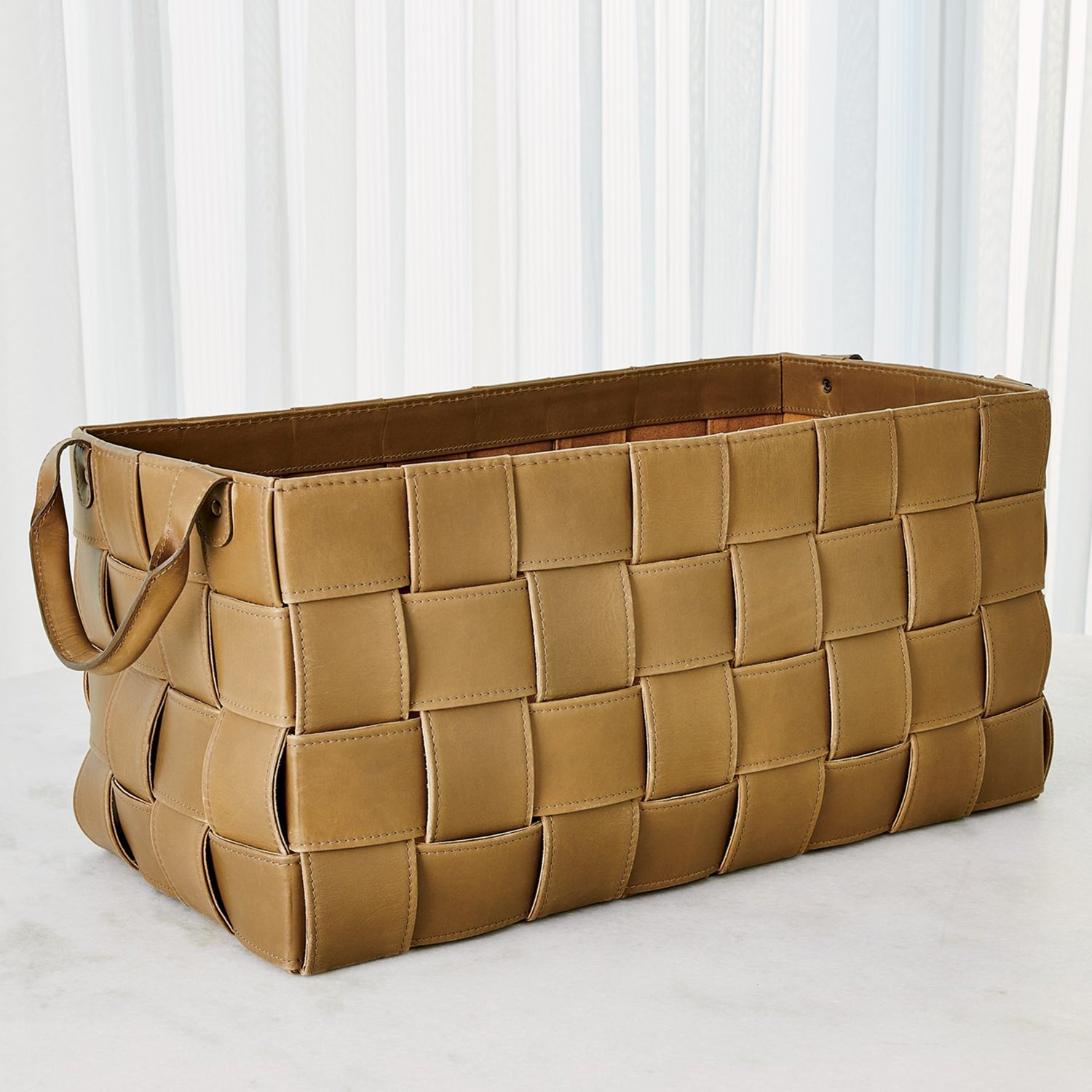 Global Views Soft Woven Leather Basket