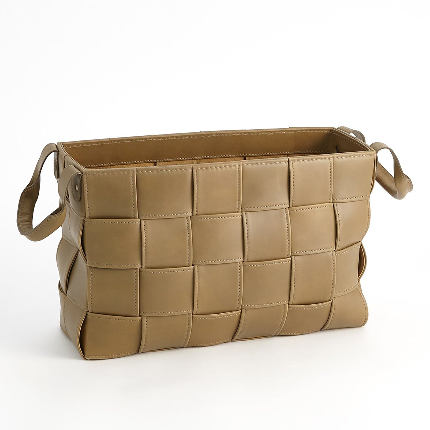 Global Views Soft Woven Leather Basket