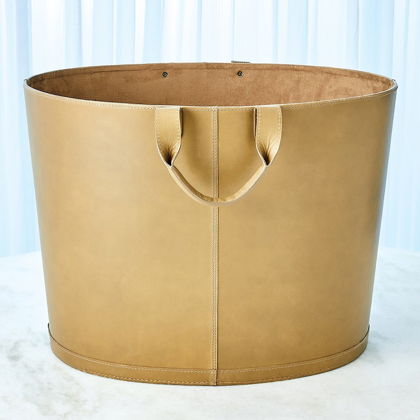 Global Views Oversized Oval Leather Basket