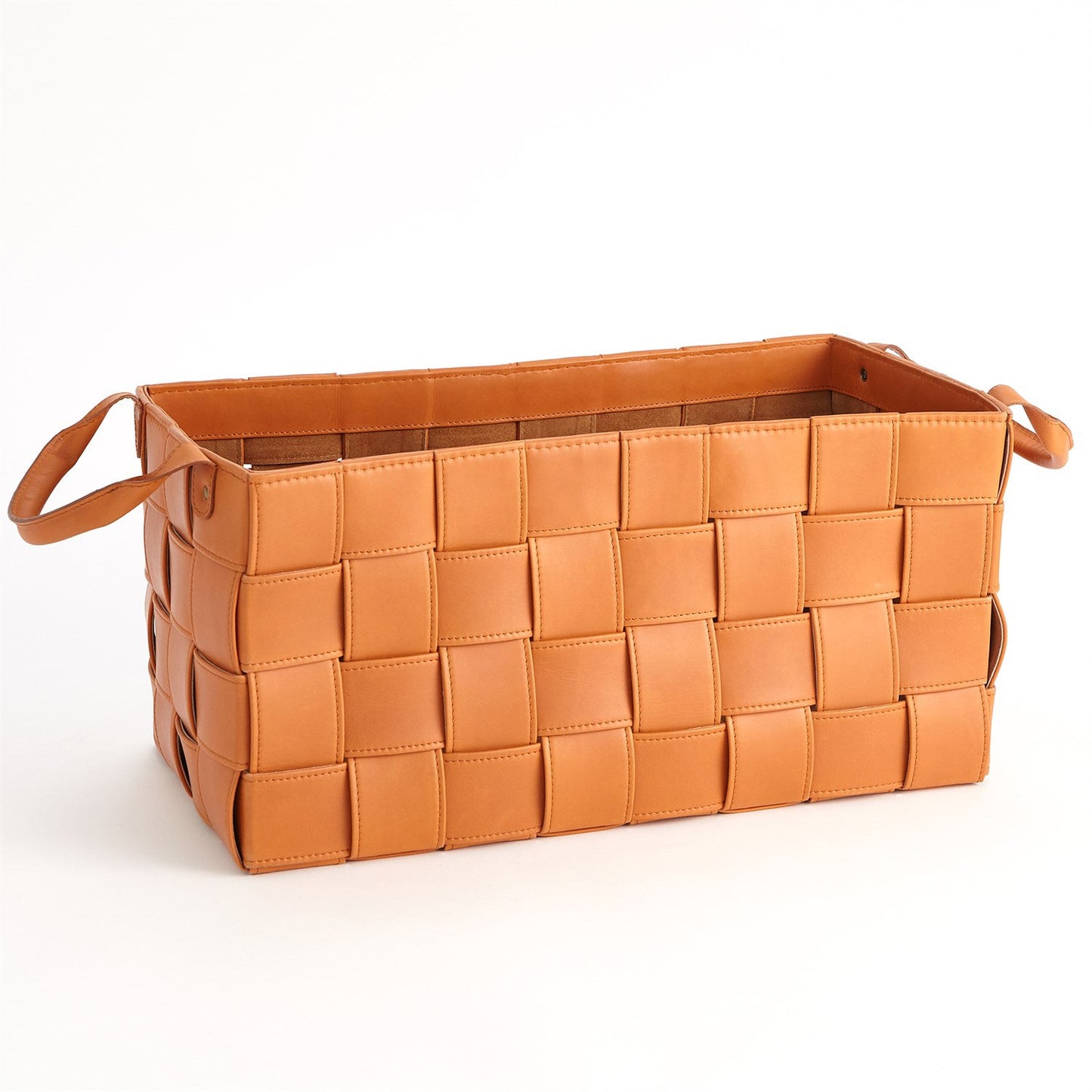 Global Views Soft Woven Leather Basket