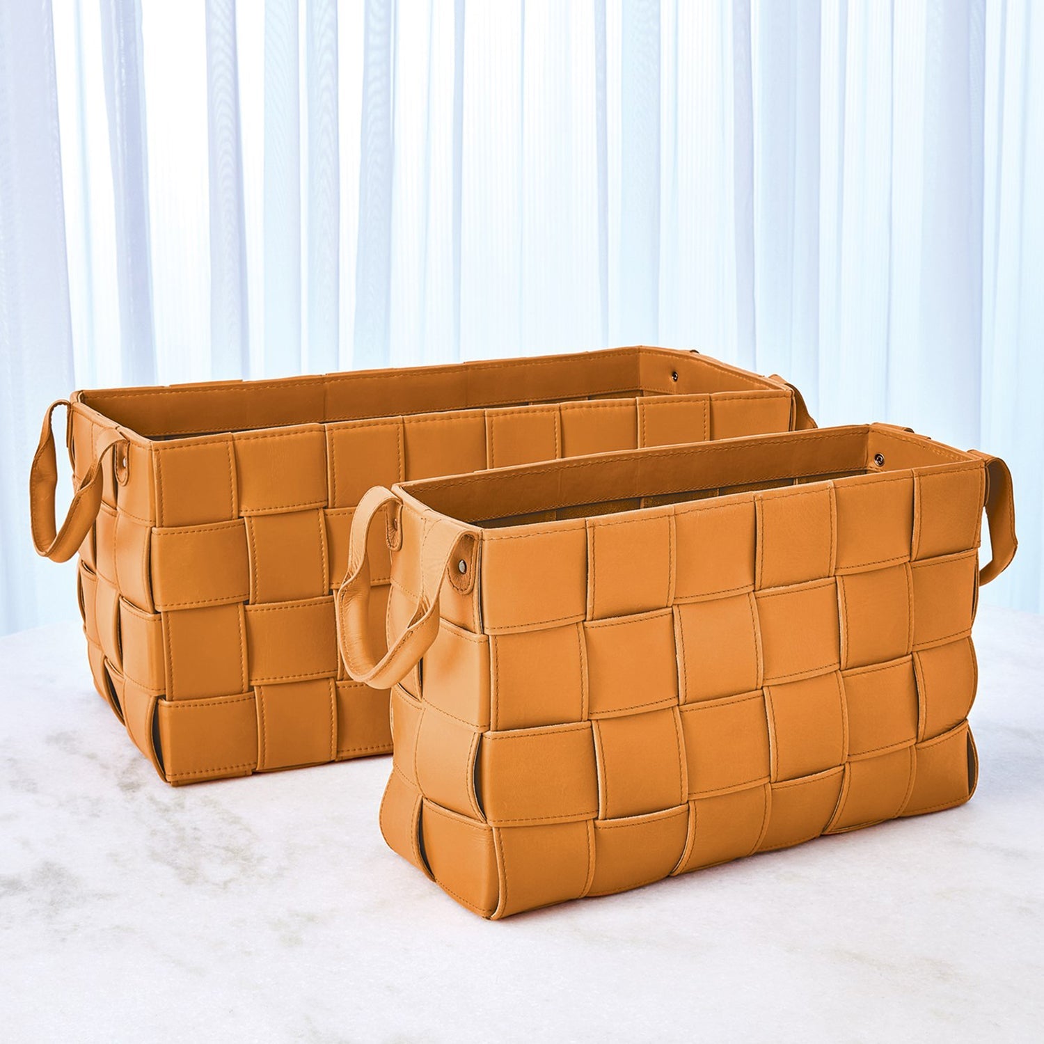 Global Views Soft Woven Leather Basket