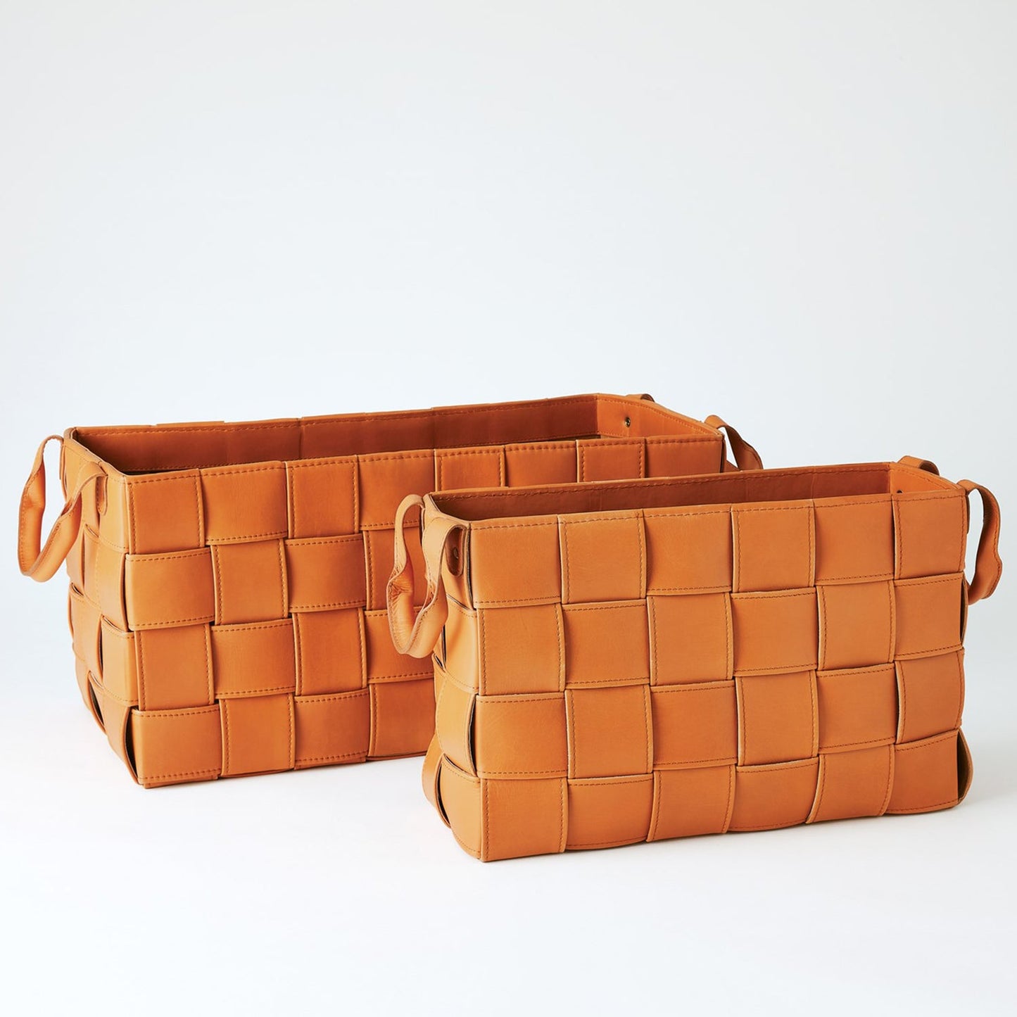 Global Views Soft Woven Leather Basket