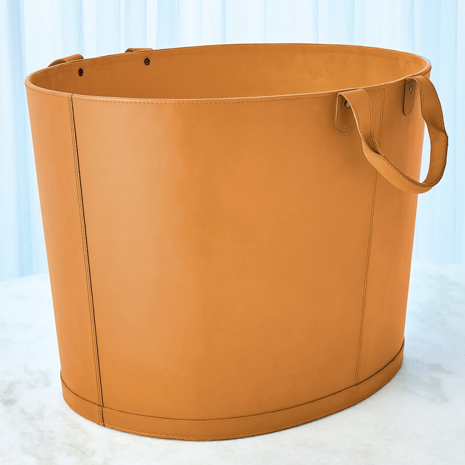 Global Views Oversized Oval Leather Basket