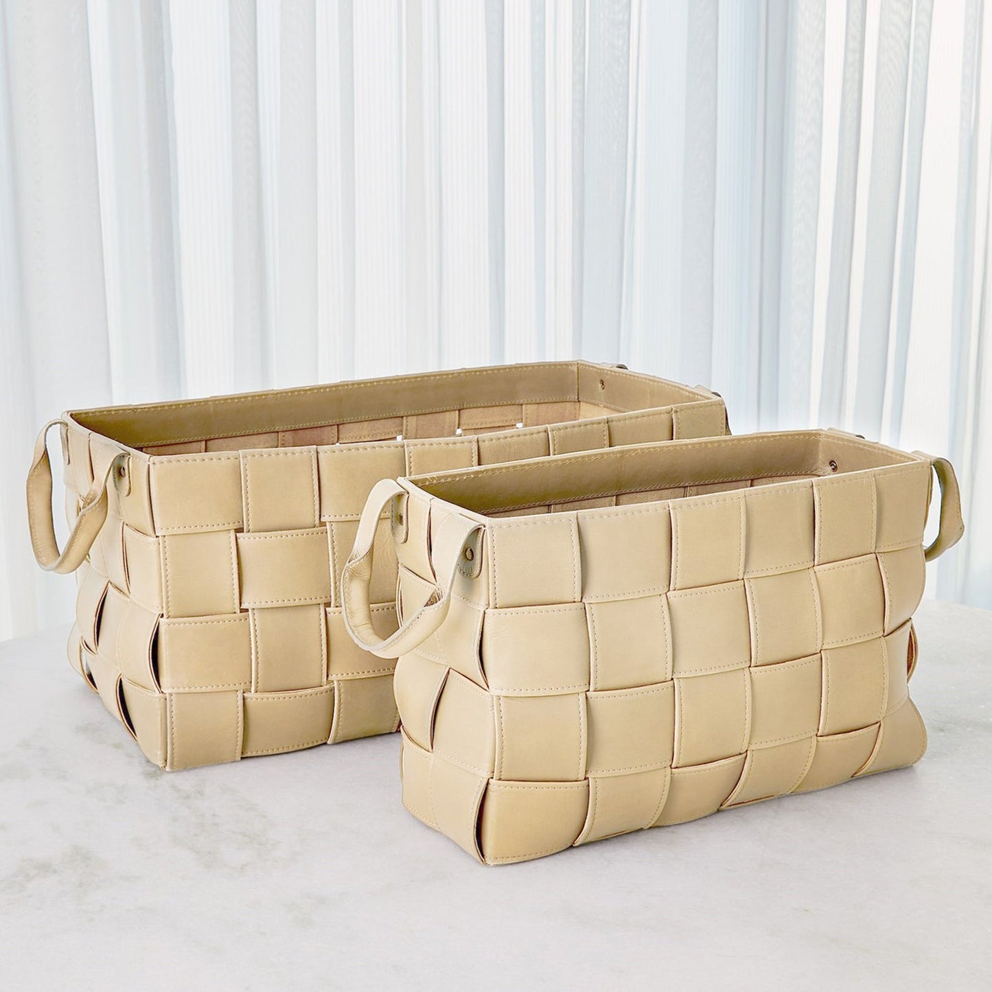 Global Views Soft Woven Leather Basket