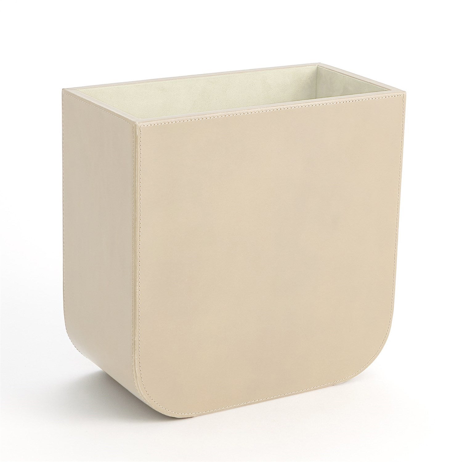 Global Views Radius Edge Leather Wastebasket