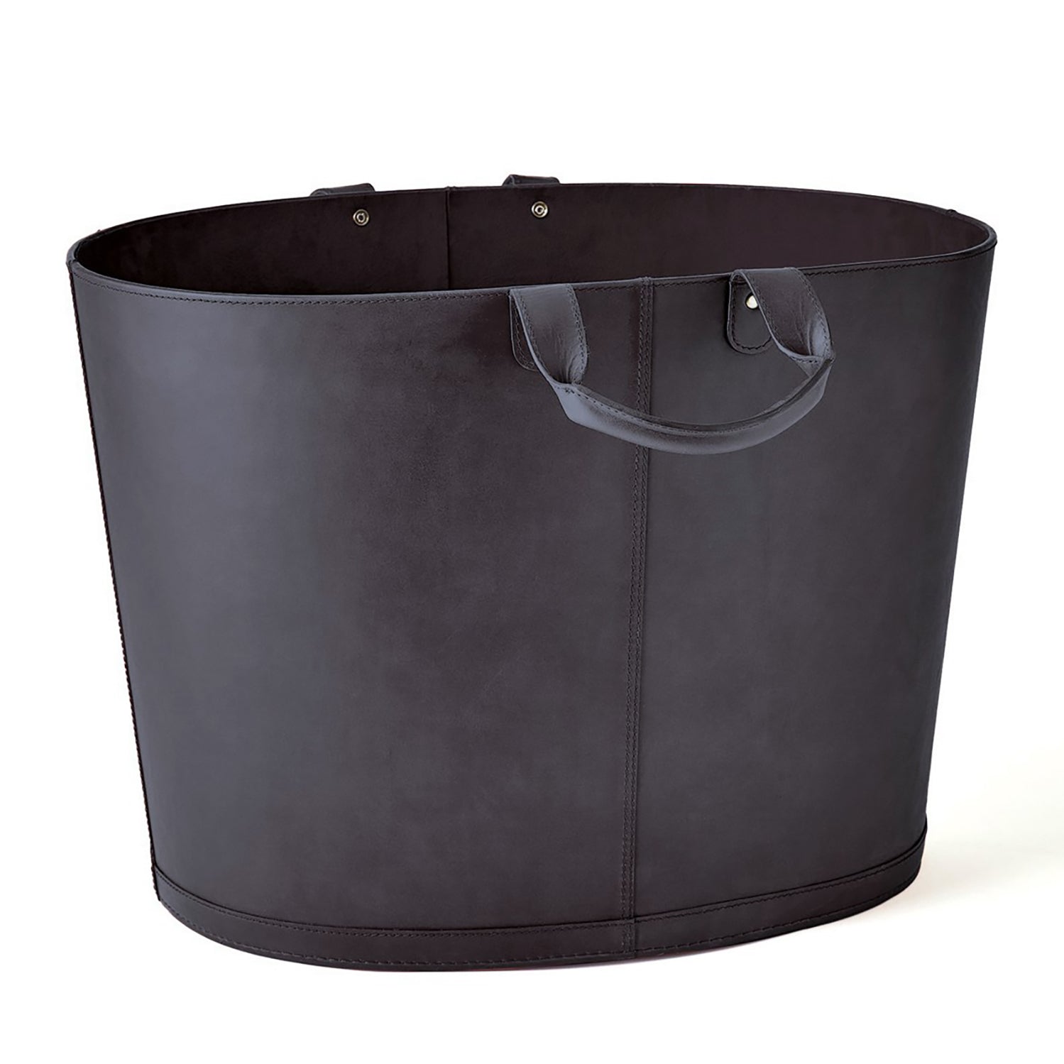 Global Views Oversized Oval Leather Basket