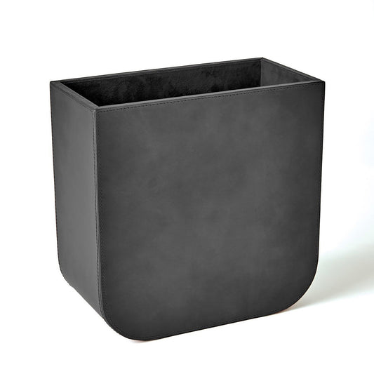 Global Views Radius Edge Leather Wastebasket