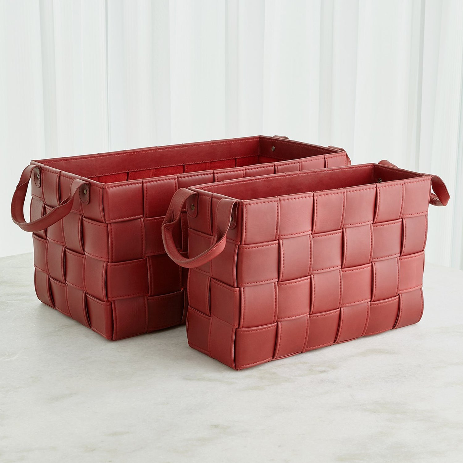 Global Views Soft Woven Leather Basket