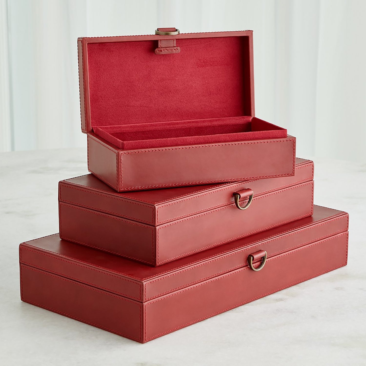 Global Views Marble Leather D Ring Box