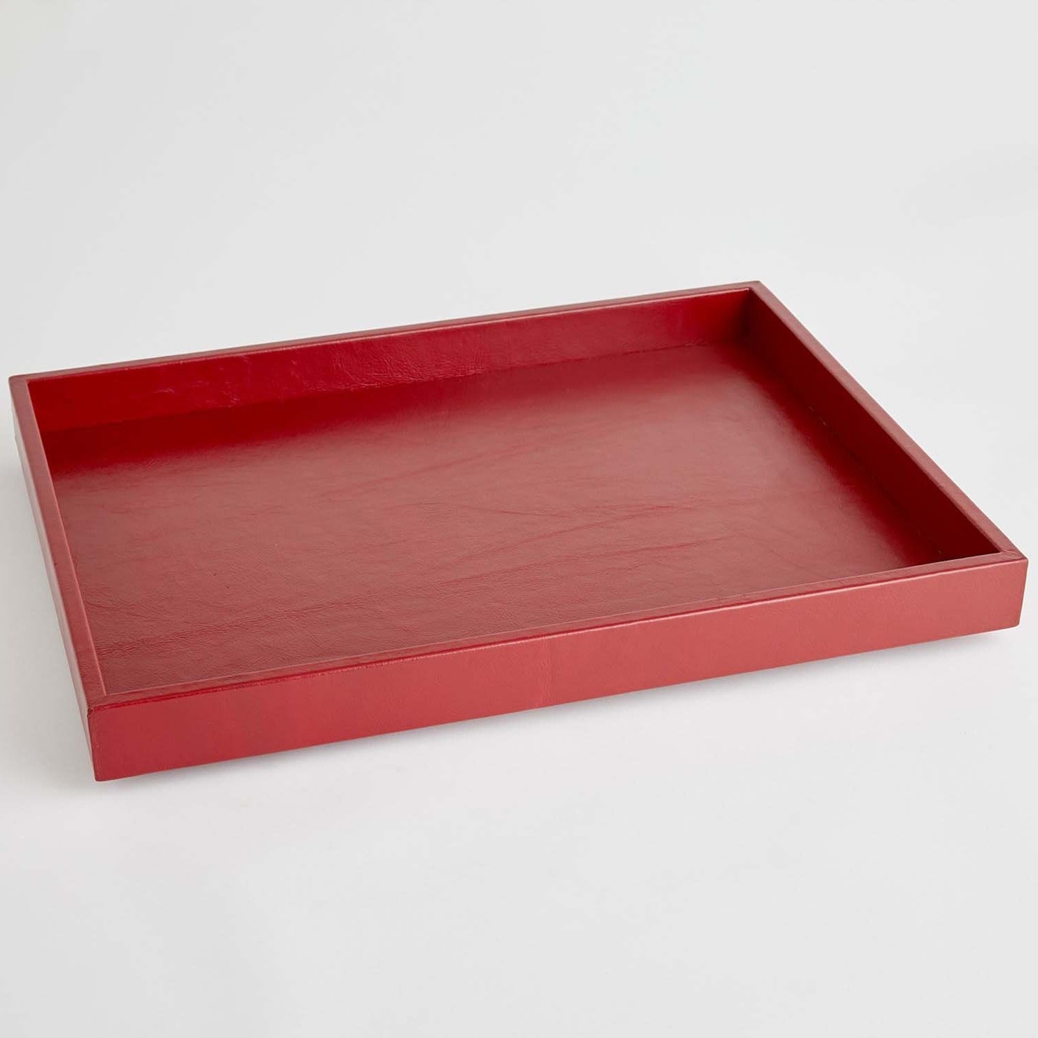 Global Views Deep Red Leather Tray