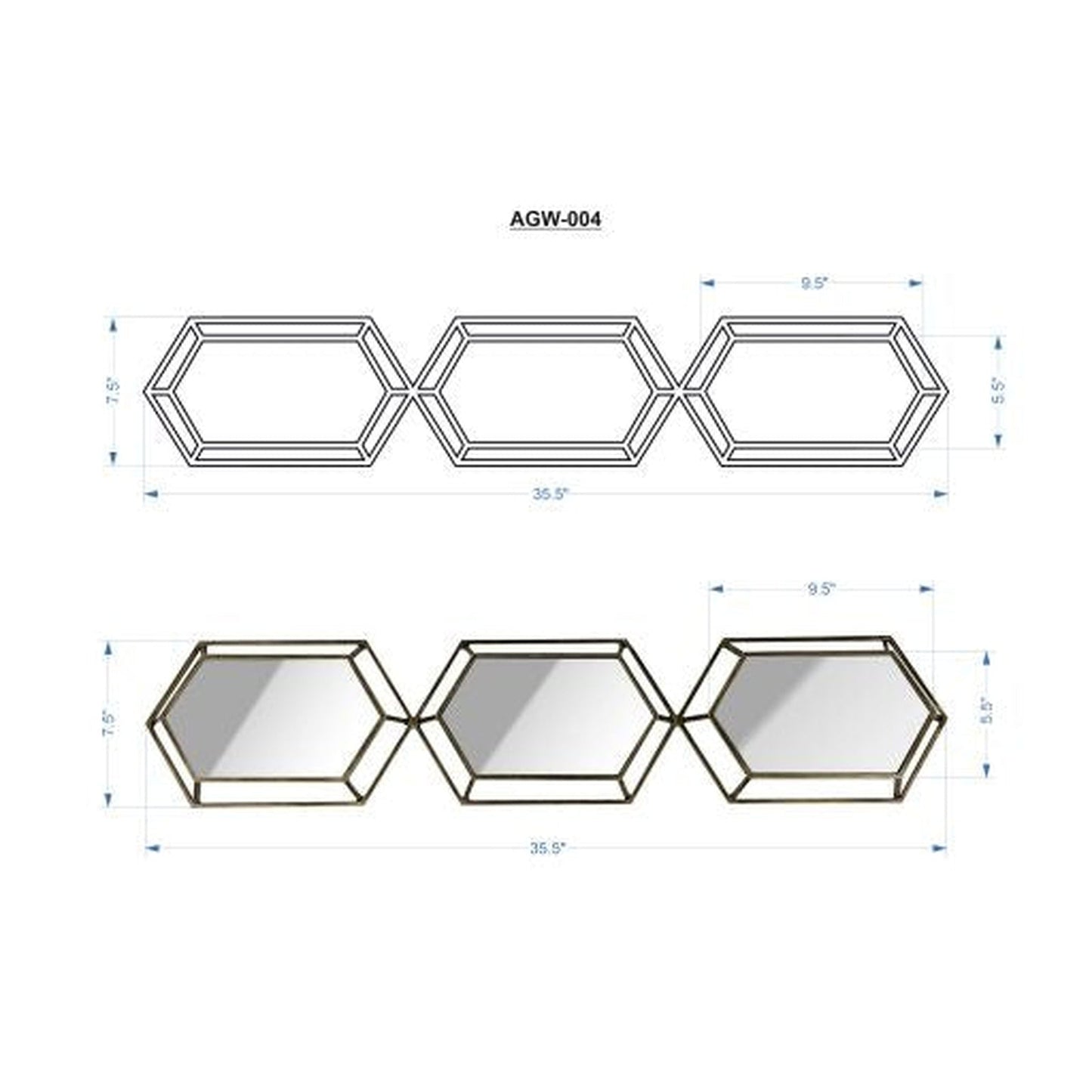 Surya Alpenglow Hexagonal Mirror