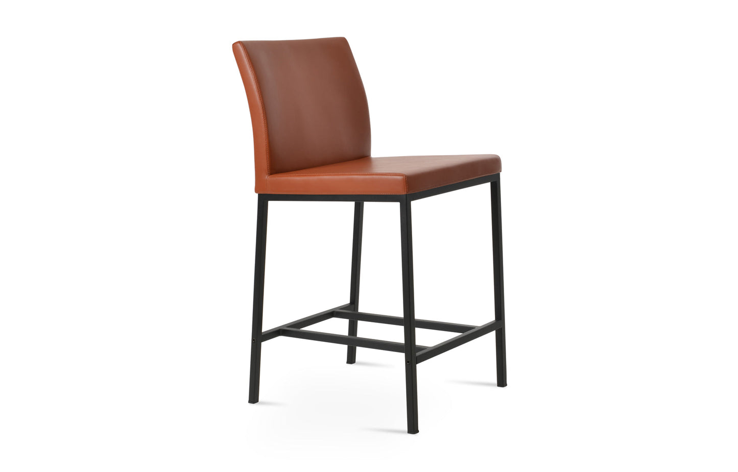 Aria Metal Bar Stool-Leather