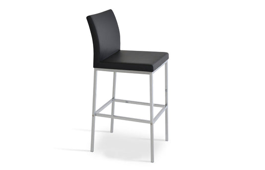 Aria Metal Counter Stool-Leather