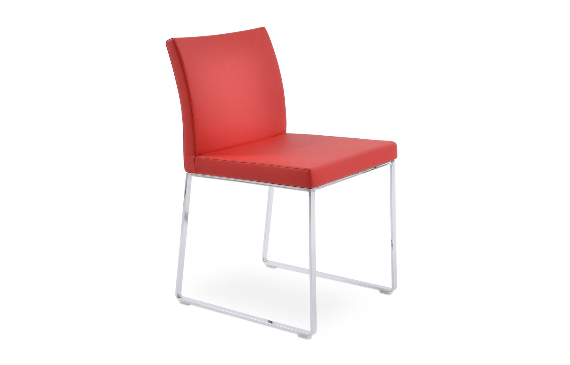 Aria Sled Wire Dining Chair-Leather