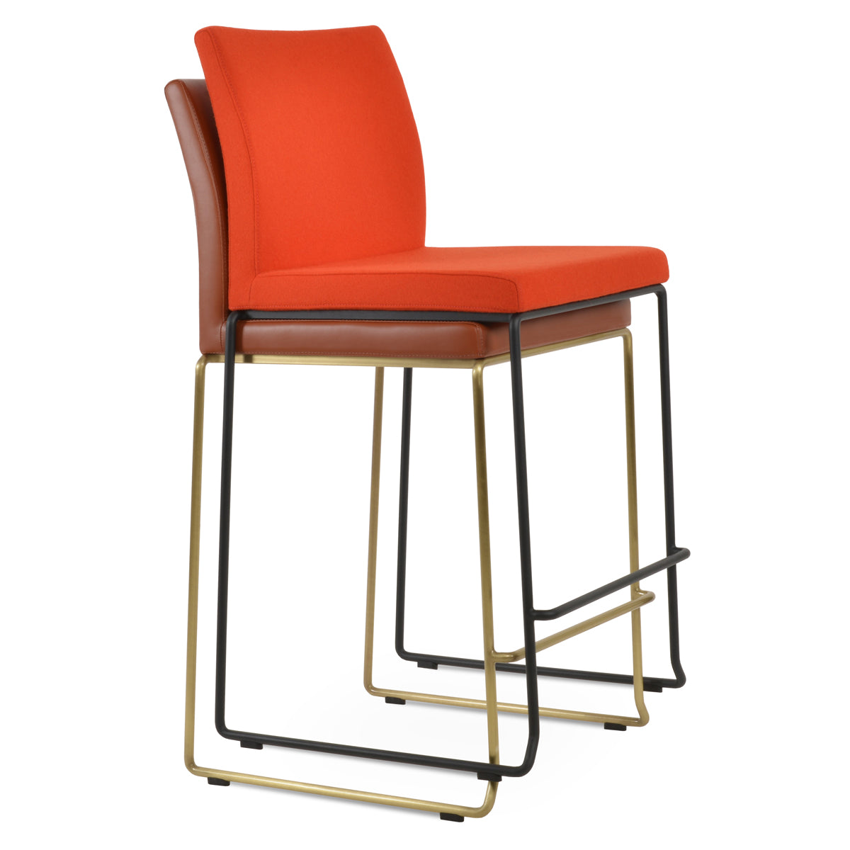 Aria Wire Stackable Bar Stool-Leather