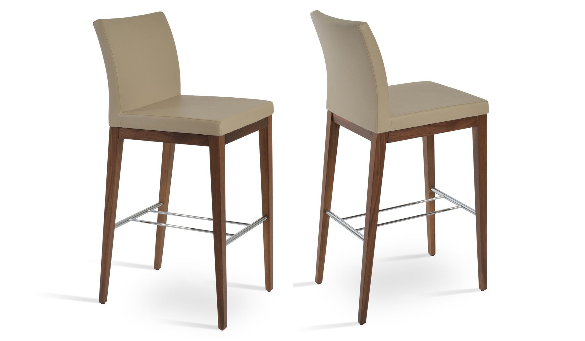 Aria Wood Bar Stool-Leather