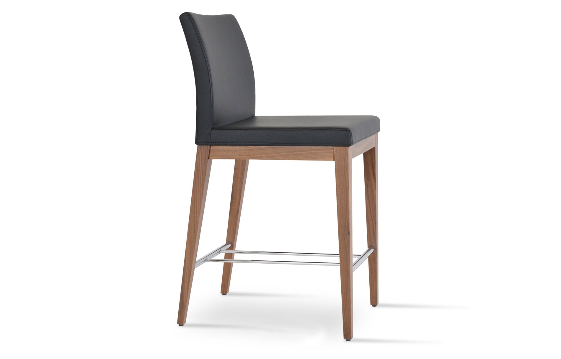 Aria Wood Bar Stool-Leather