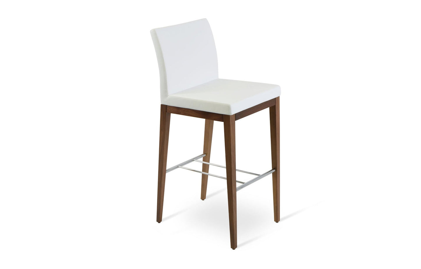 Aria Wood Bar Stool-Leather