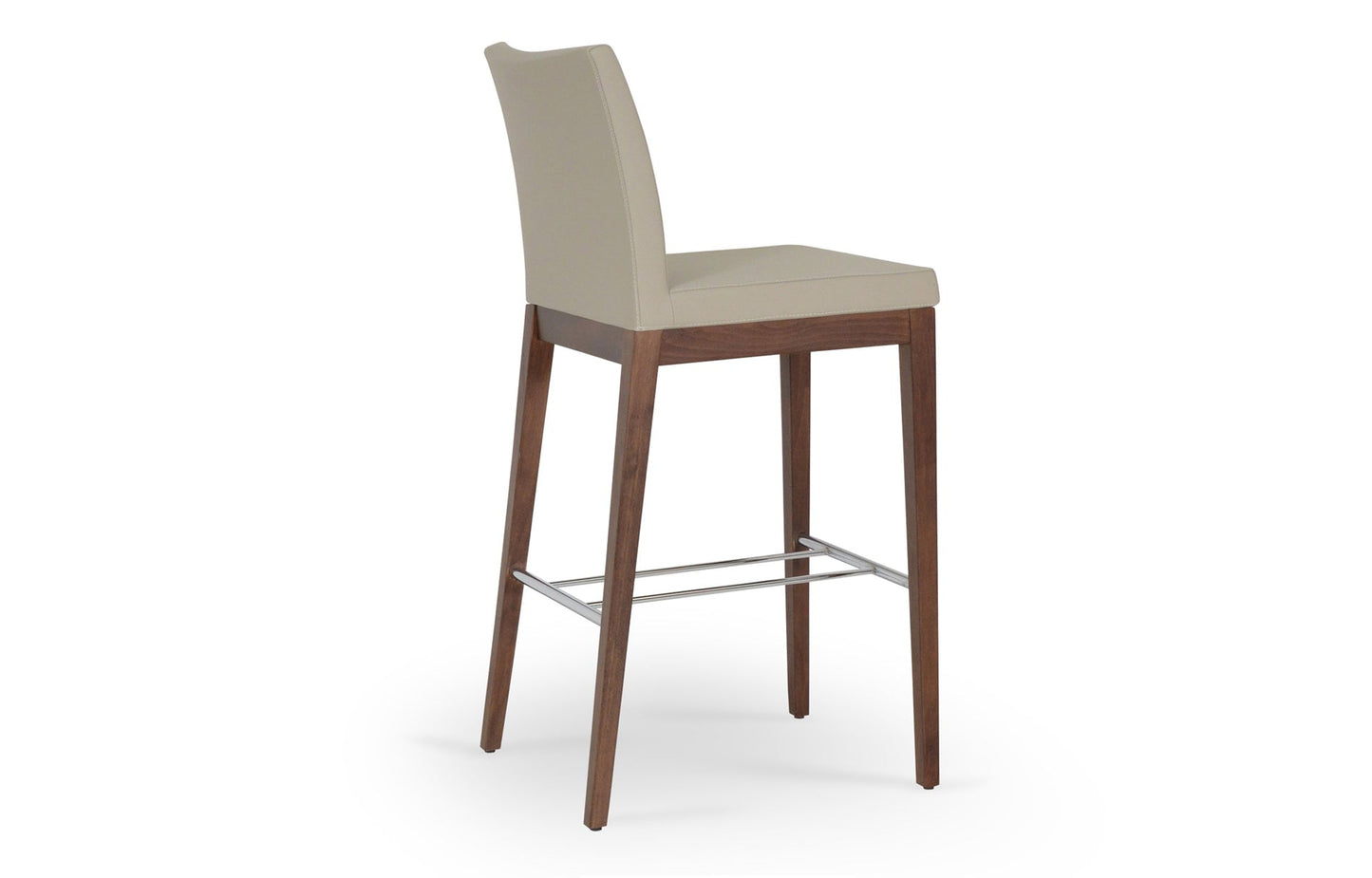 Aria Wood Bar Stool-Leather