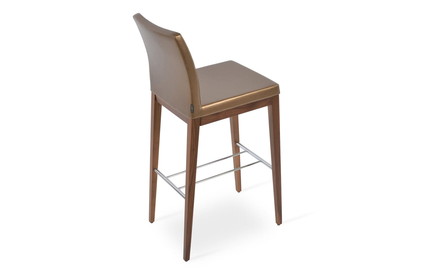 Aria Wood Bar Stool-Leather