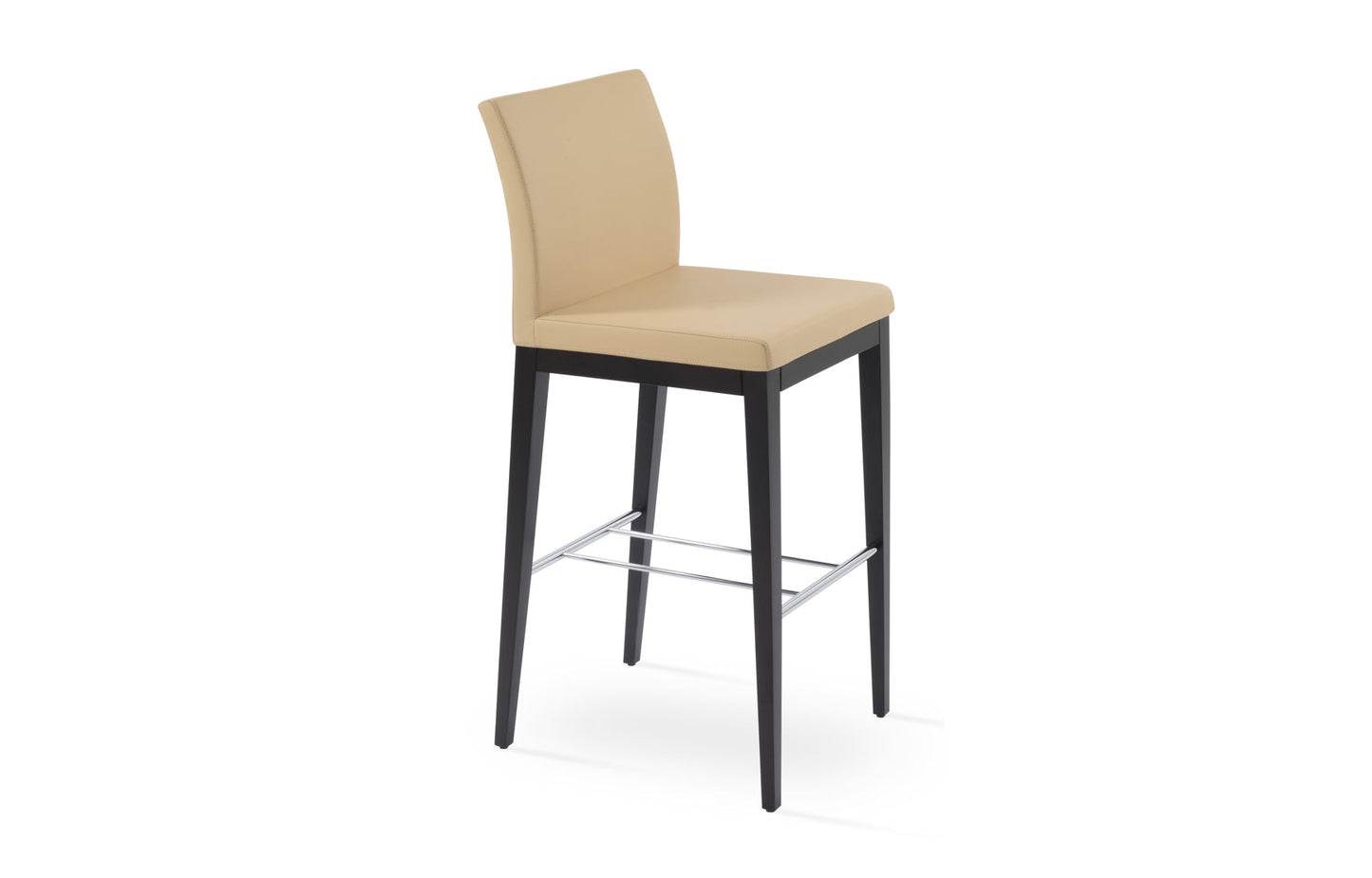 Aria Wood Bar Stool-Leather