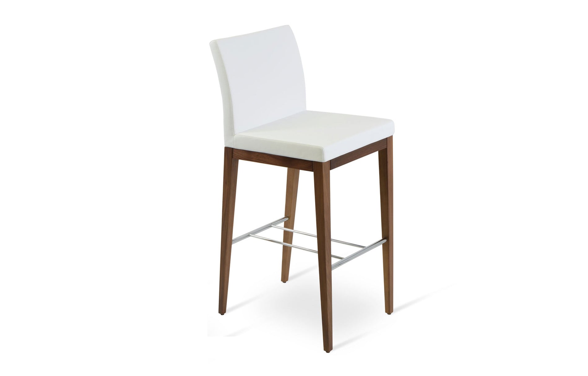 Aria Wood Bar Stool-Leather