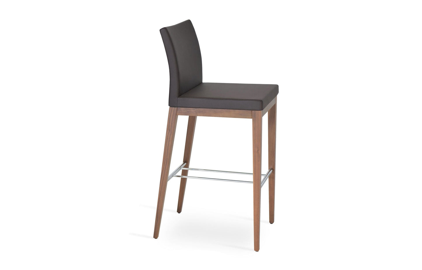 Aria Wood Bar Stool-Leather