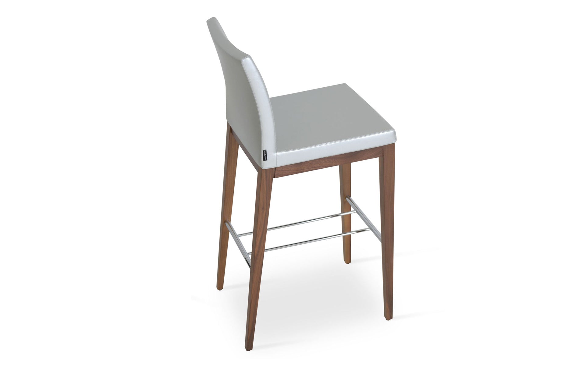 Aria Wood Bar Stool-Leather