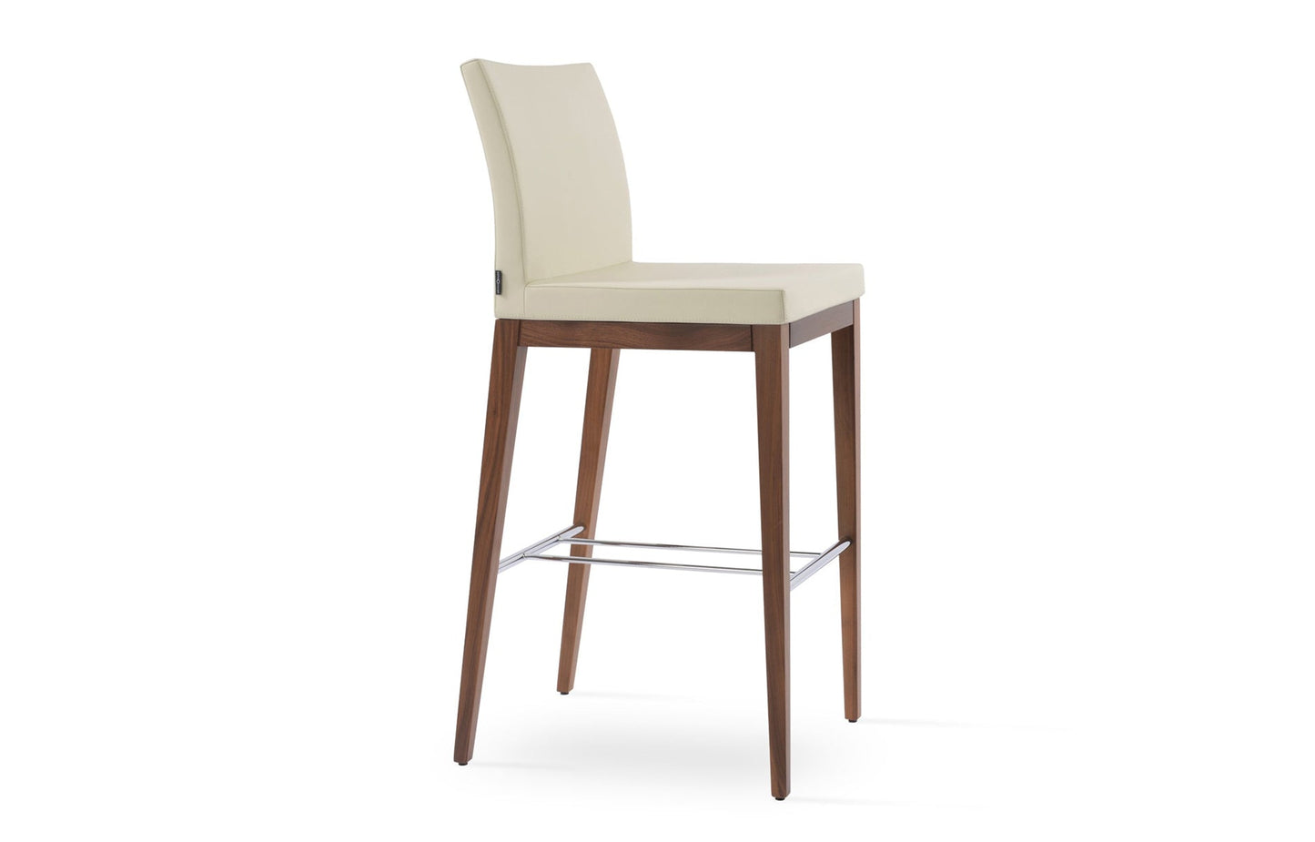 Aria Wood Bar Stool-Leather