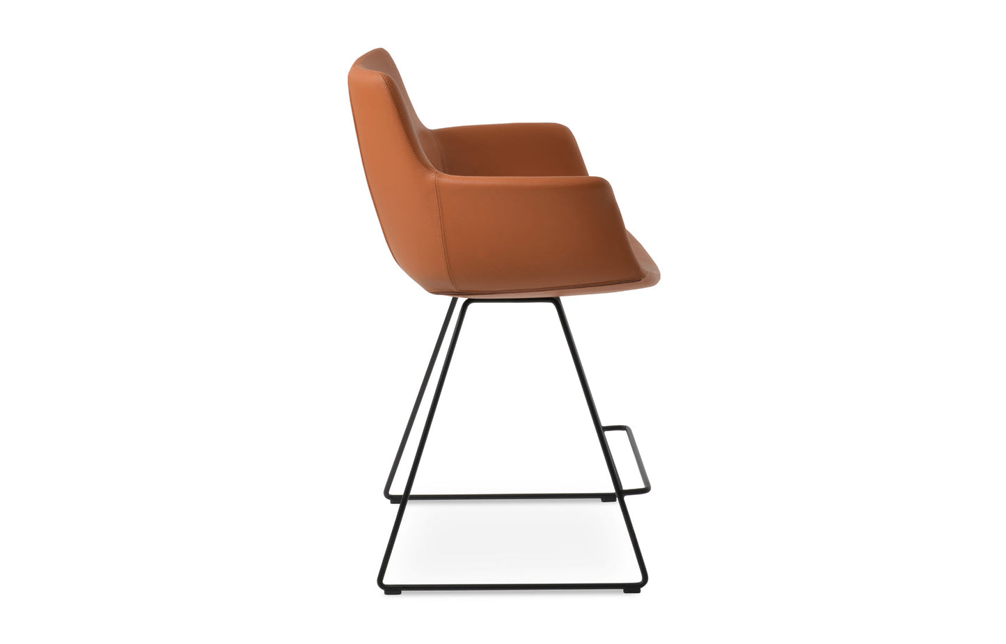 Bottega Wire Bar Stool-Leather