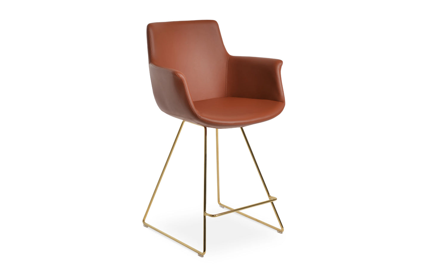 Bottega Wire Bar Stool-Leather