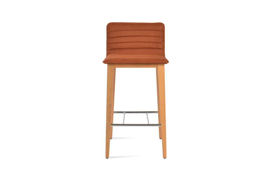 Corona Full Upholstery Wood Stool