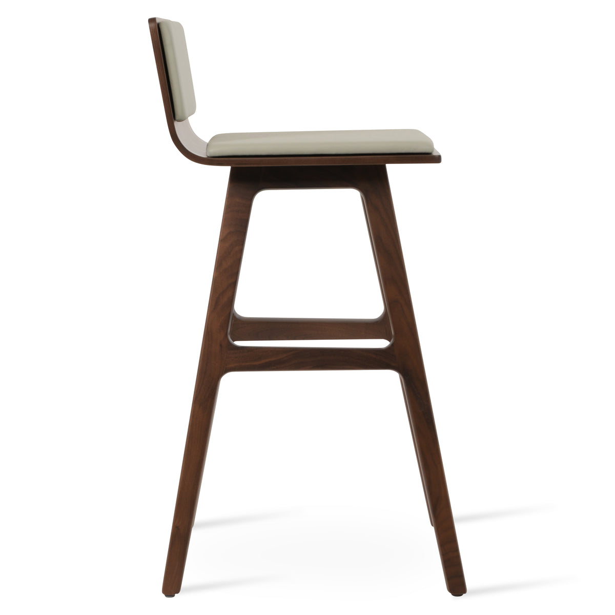 Corona PR Wood Bar Stool-Leather