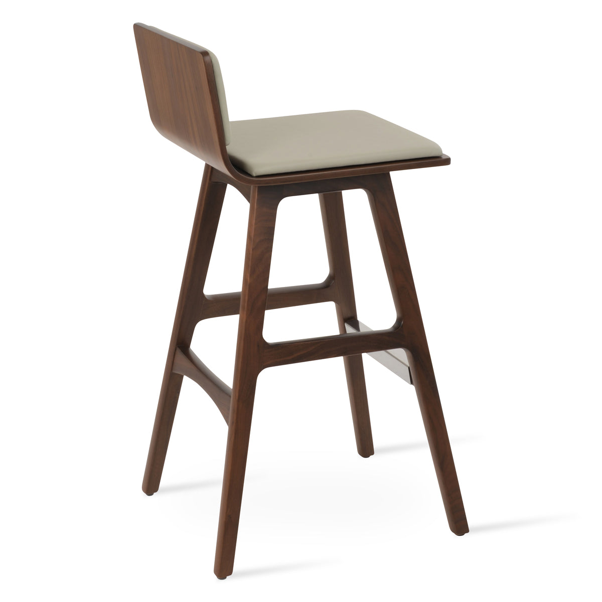 Corona PR Wood Bar Stool-Leather